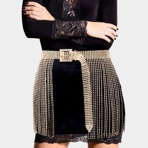 Gold Crystal Fringe Waist Chain Shiny Bling Belt Trendy Rhinestone Accessories
